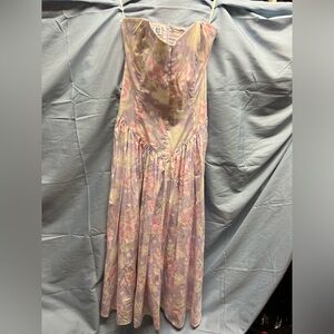 NWT 80’s Robbie Bee Pink Floral Maxi Dress